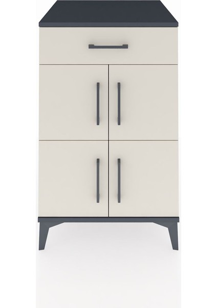 Kronos Komodin Tek Raflı Tek Çekmeceli 4 Kapaklı 60X59X96 Antrasit-Aytaşı