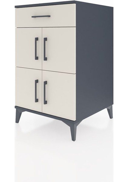 Kronos Komodin Tek Raflı Tek Çekmeceli 4 Kapaklı 60X59X96 Antrasit-Aytaşı modelleri