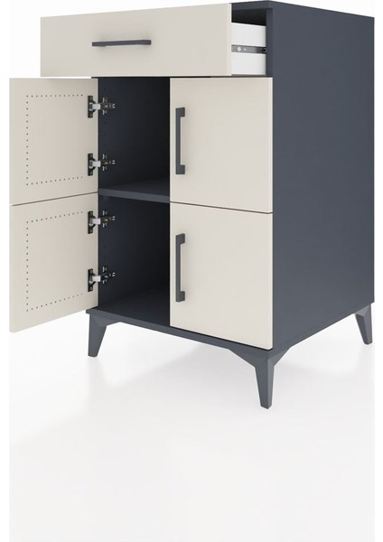 Kronos Komodin Tek Raflı Tek Çekmeceli 4 Kapaklı 60X59X96 Antrasit-Aytaşı fırsatları