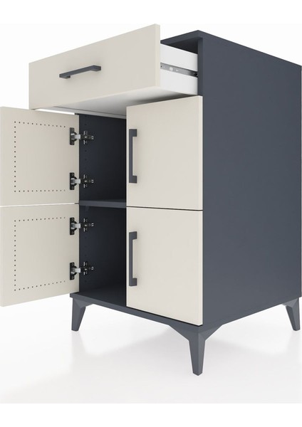 Kronos Komodin Tek Raflı Tek Çekmeceli 4 Kapaklı 60X59X96 Antrasit-Aytaşı indirimleri