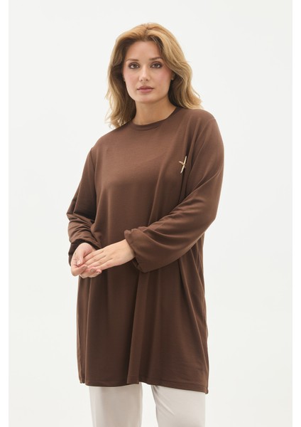 Yıldız Broşlu Krsital Kumaş Büyük Beden Tunik