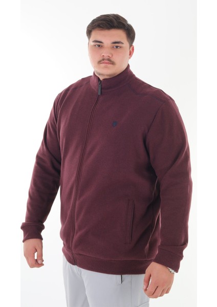 Erkek Büyük Beden 122-158 Kilo Arası Için Uygun Pamuklu Geniş Kalıp Dik Yaka Fermuarlı Sweat Mont