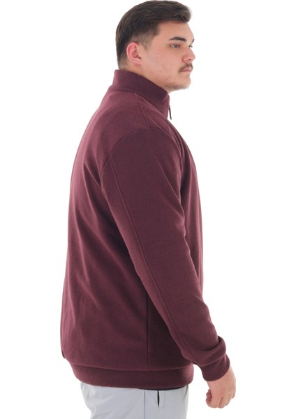 Erkek Büyük Beden 122-158 Kilo Arası Için Uygun Pamuklu Geniş Kalıp Dik Yaka Fermuarlı Sweat Mont fırsatları