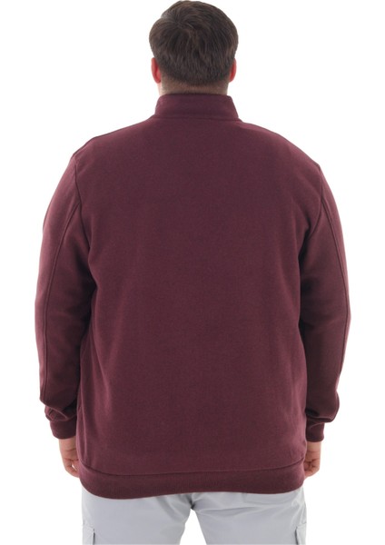 Erkek Büyük Beden 122-158 Kilo Arası Için Uygun Pamuklu Geniş Kalıp Dik Yaka Fermuarlı Sweat Mont