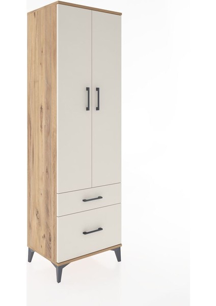 Hyperion Dolap 2 Raflı 2 Çekmeceli Tek Askılı 60X44X195 Çam-Aytaşı fiyatları