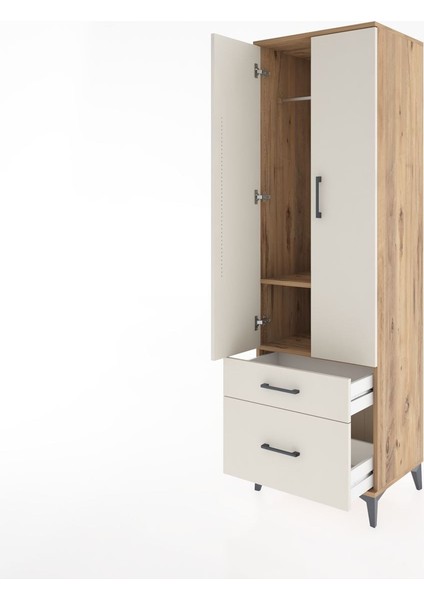 Hyperion Dolap 2 Raflı 2 Çekmeceli Tek Askılı 60X44X195 Çam-Aytaşı fırsatları