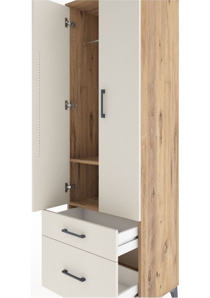 Hyperion Dolap 2 Raflı 2 Çekmeceli Tek Askılı 60X44X195 Çam-Aytaşı indirimleri