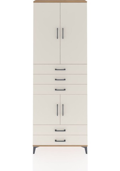 Arges Dolap 4 Raflı 5 Çekmeceli 4 Kapaklı 88X30X243 Çam-Aytaşı