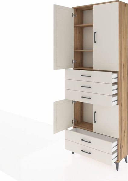 Arges Dolap 4 Raflı 5 Çekmeceli 4 Kapaklı 88X30X243 Çam-Aytaşı fırsatları