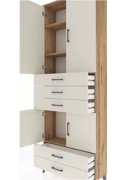 Arges Dolap 4 Raflı 5 Çekmeceli 4 Kapaklı 88X30X243 Çam-Aytaşı indirimleri