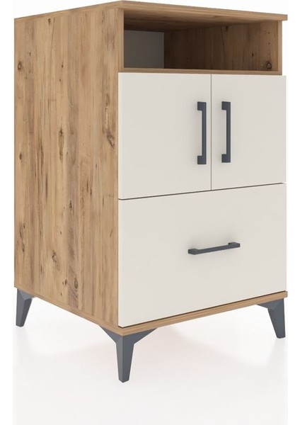 Kronos Komodin 2 Raflı Tek Çekmeceli 2 Kapaklı 60X59X96 Çam-Aytaşı fiyatları