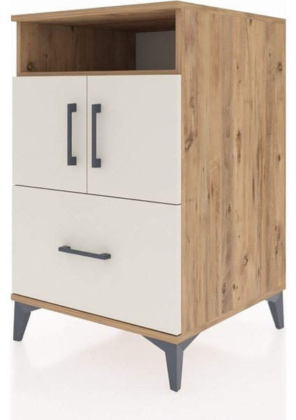 Kronos Komodin 2 Raflı Tek Çekmeceli 2 Kapaklı 60X59X96 Çam-Aytaşı modelleri