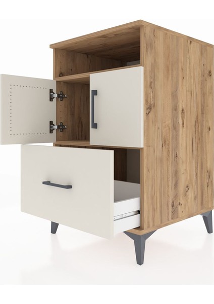 Kronos Komodin 2 Raflı Tek Çekmeceli 2 Kapaklı 60X59X96 Çam-Aytaşı indirimleri