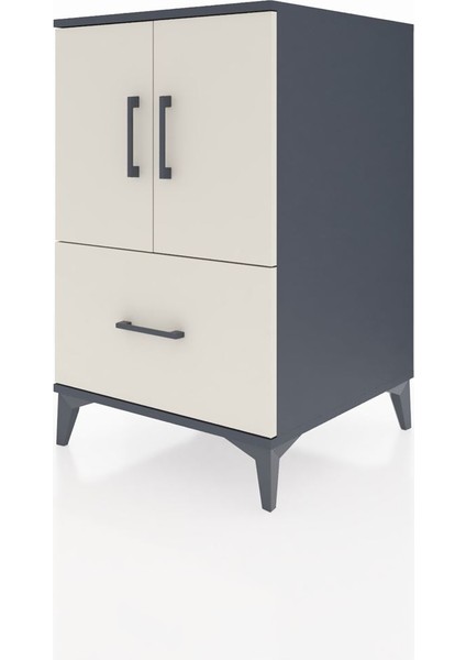 Kronos Komodin 2 Raflı Tek Çekmeceli 2 Kapaklı 60X59X96 Antrasit-Aytaşı modelleri