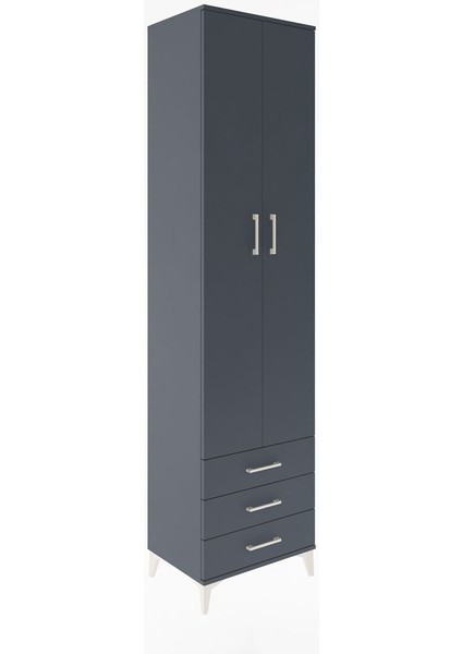 Hyperion Dolap 5 Raflı 3 Çekmeceli 2 Kapaklı 60X44X243 Antrasit-Antrasit fiyatları