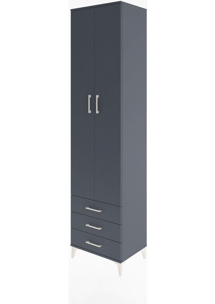 Hyperion Dolap 5 Raflı 3 Çekmeceli 2 Kapaklı 60X44X243 Antrasit-Antrasit modelleri