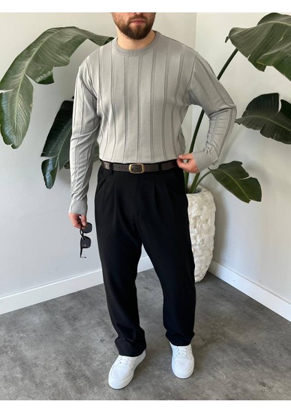 Bayaygun 6350 Fitilli Bisiklet Yaka Kazak_gri