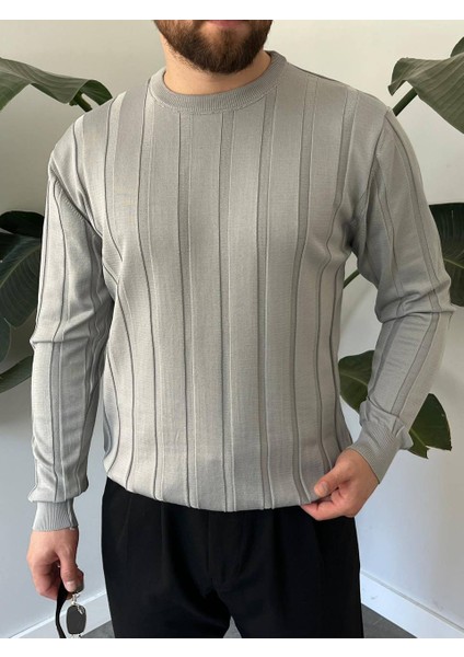 Bayaygun 6350 Fitilli Bisiklet Yaka Kazak_gri fiyatları