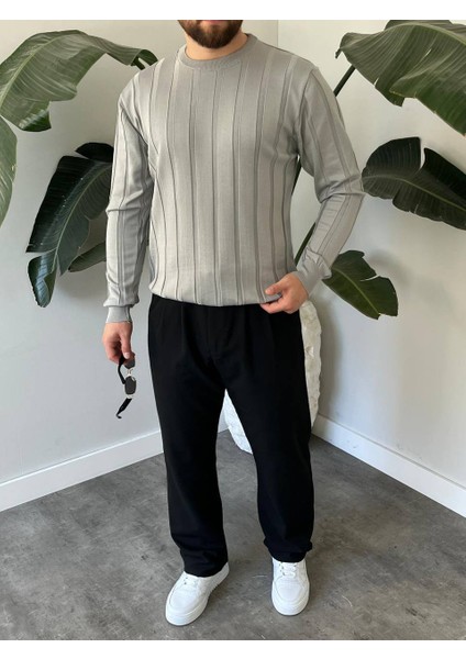 Bayaygun 6350 Fitilli Bisiklet Yaka Kazak_gri modelleri