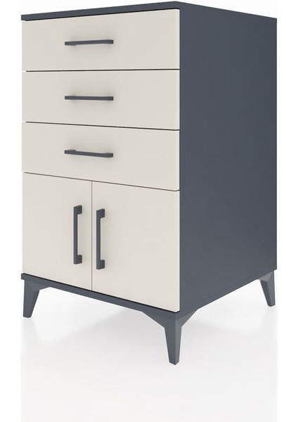 Kronos Komodin 3 Çekmeceli 2 Kapaklı 60X59X96 Antrasit-Aytaşı modelleri
