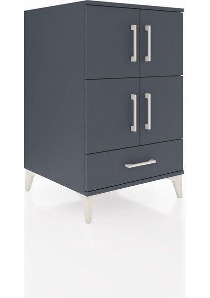 Kronos Komodin 4 Raflı Tek Çekmeceli 4 Kapaklı 60X59X96 Antrasit-Antrasit fiyatları