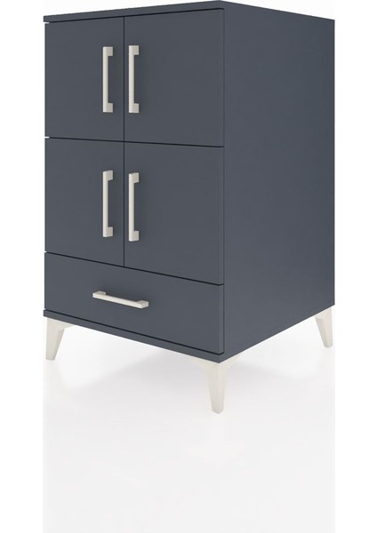 Kronos Komodin 4 Raflı Tek Çekmeceli 4 Kapaklı 60X59X96 Antrasit-Antrasit modelleri