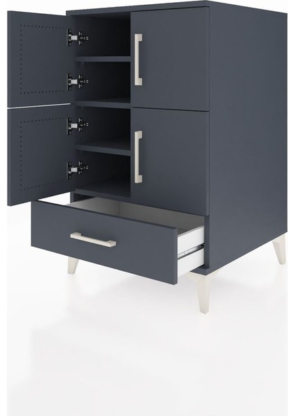 Kronos Komodin 4 Raflı Tek Çekmeceli 4 Kapaklı 60X59X96 Antrasit-Antrasit fırsatları