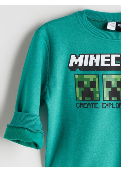 Yeni Sezon Bisiklet Yaka Minecraft Baskılı Erkek Çocuk Kalın Sweatshirt modelleri
