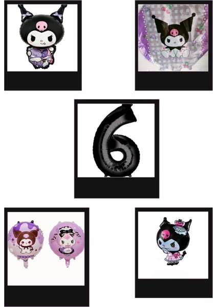 Kuromi Temalı Doğum Günü Kutlama Folyo Balon Seti 6 Yaş