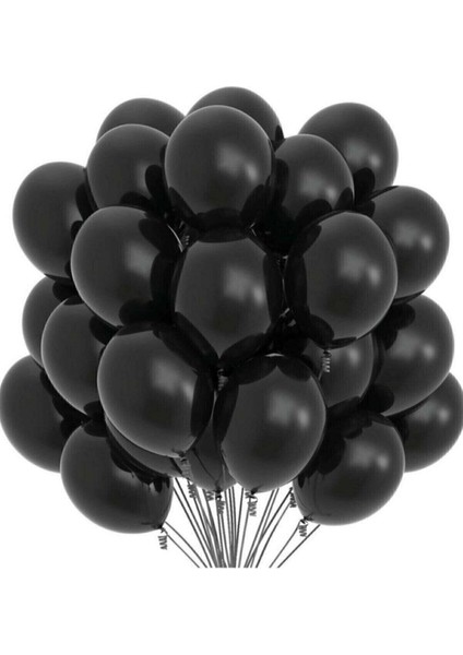 Pastel Siyah Balon 10'lu (12INÇ 30 Cm)