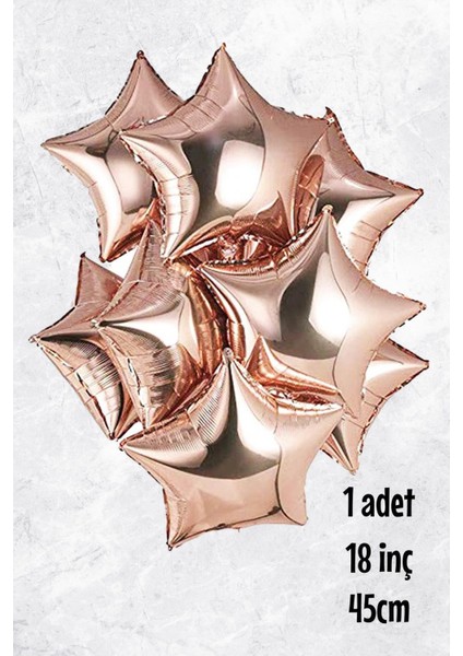 Yıldız Balon Rose Gold Yıldız Folyo Balon 18" 45CM - 5 Adet