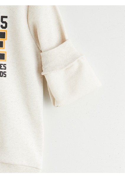 Yeni Sezon Bisiklet Yaka Baskılı Erkek Çocuk Sweatshirt 2'li modelleri
