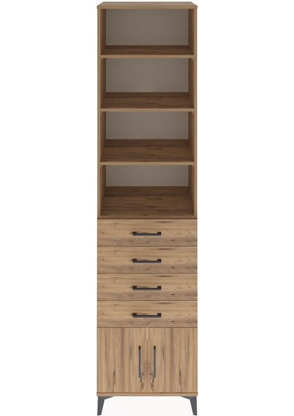 Hyperion Dolap 4 Raflı 4 Çekmeceli 2 Kapaklı 60X44X243 Çam-Çam