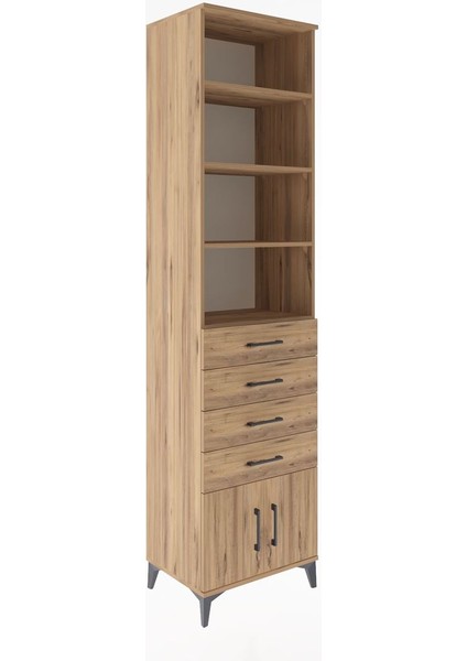 Hyperion Dolap 4 Raflı 4 Çekmeceli 2 Kapaklı 60X44X243 Çam-Çam fiyatları