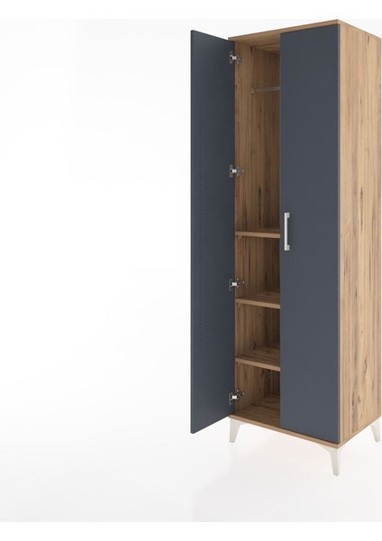 Hyperion Dolap 3 Raflı 2 Kapaklı Tek Askılı 60X44X195 Çam-Antrasit fırsatları