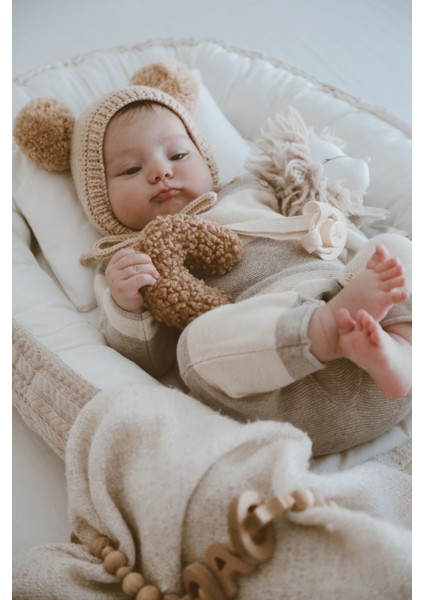 Ponponlu El Örgüsü Unisex Bebek/çocuk Bere