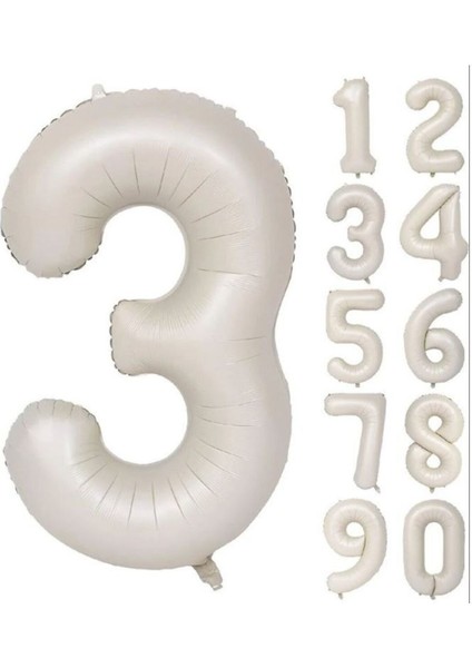 Folyo Balon 3 Rakamı Helyum Balon 76 cm Krem Renk - 3 Yaş Balon - 3 Rakam Balon-Deniz Kumu-Bej Rengi fiyatları