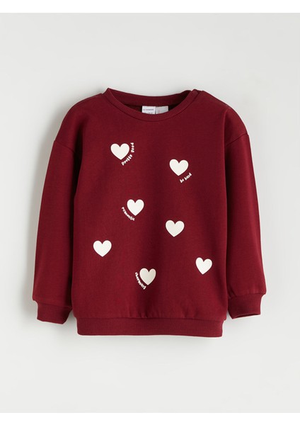 Yeni Sezon Bisiklet Yaka Baskılı Kız Bebek Sweatshirt 2'li fiyatları