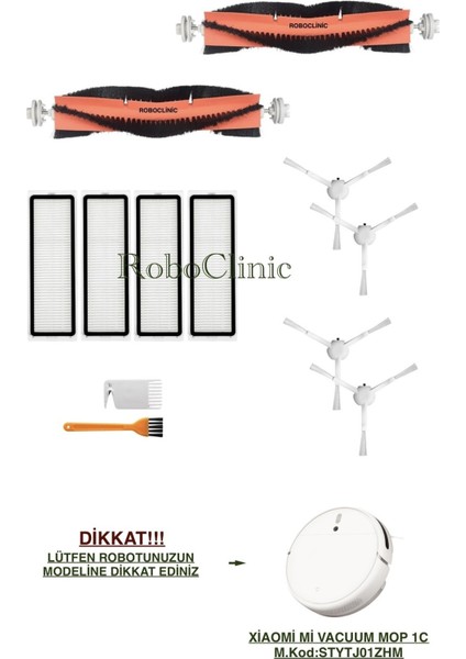 Xiaomi Mi Vacuum Mop 1c - 2c - F9 Robot Süpürge Uyumlu Yedek Fırça, Hepa Filtre - 12 Parça