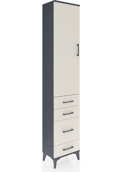 Arges Dolap 3 Raflı 4 Çekmeceli Tek Kapaklı 44X30X221 Antrasit-Aytaşı fiyatları