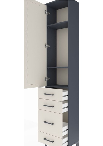 Arges Dolap 3 Raflı 4 Çekmeceli Tek Kapaklı 44X30X221 Antrasit-Aytaşı indirimleri