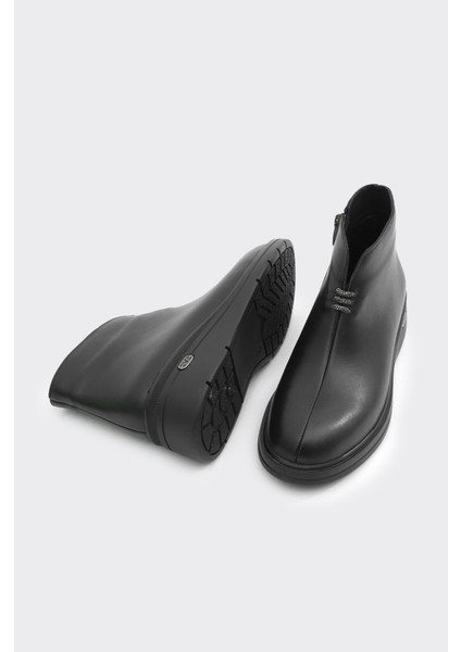 Hakiki Deri Dolgu Taban Fermuarlı Kadın Bot indirimleri