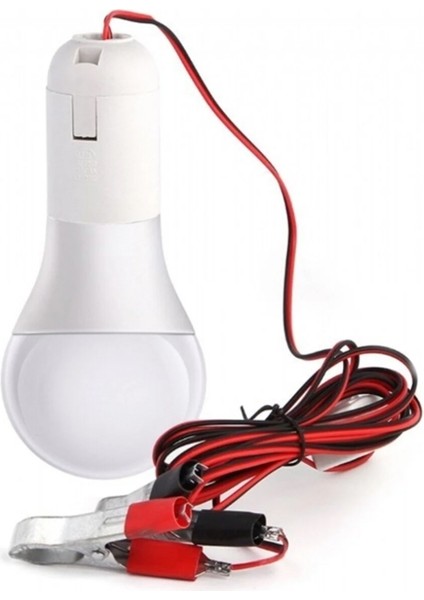 12 Volt 5 Watt - 1.8 Metre Kablolu Seyyar Ampul - Anahtarlı LED Ampul - Aküye Takılabilen 12V Ampul