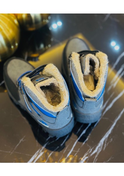 Erkek Çocuk Gri Mavi Kışlık Filet Bot – Su Geçirmez, Kürklü, Kaymaz Taban, Sıcak Tutucu Outdoor Bot fiyatları