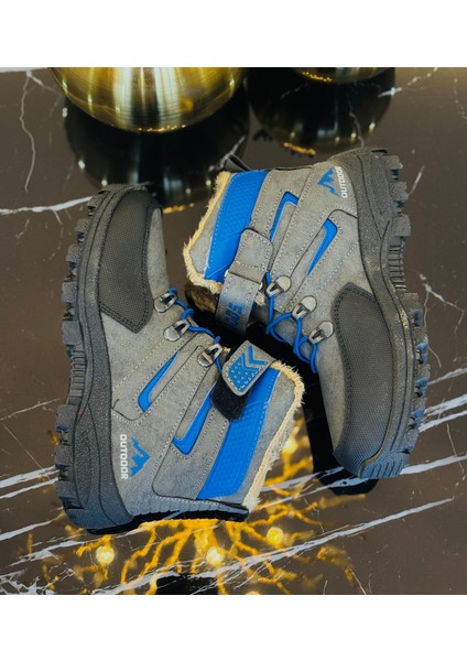 Erkek Çocuk Gri Mavi Kışlık Filet Bot – Su Geçirmez, Kürklü, Kaymaz Taban, Sıcak Tutucu Outdoor Bot modelleri