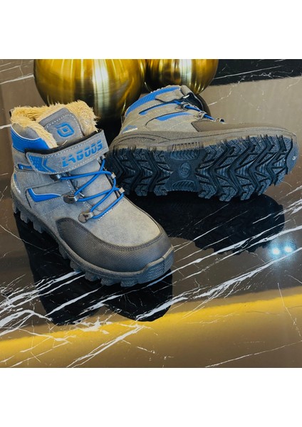 Erkek Çocuk Gri Mavi Kışlık Filet Bot – Su Geçirmez, Kürklü, Kaymaz Taban, Sıcak Tutucu Outdoor Bot fırsatları