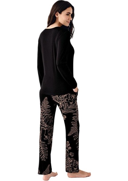 Kadın Siyah Battal Beden Pijama Takımı 3439-X fırsatları