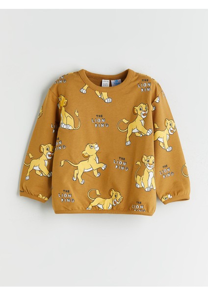 Yeni Sezon Bisiklet Yaka Aslan Kral Baskılı Erkek Çocuk Sweatshirt