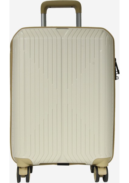 Grnd 10728 Pp Carmılla- Büyük + Orta + Kabin Boy Valiz / Bavul Seti - Kemik/şampanya fırsatları