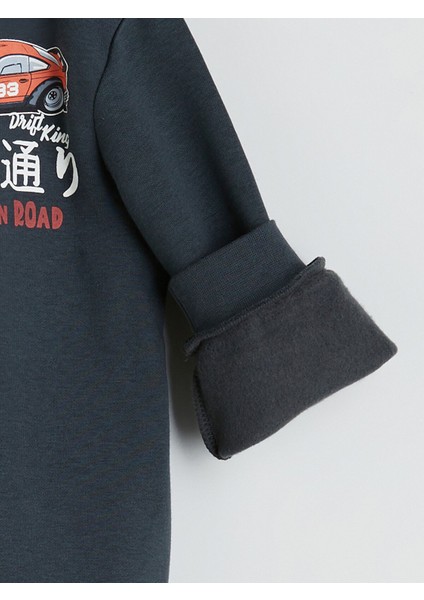 Yeni Sezon Bisiklet Yaka Baskılı Erkek Çocuk Sweatshirt modelleri